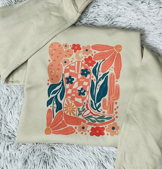 Floral Cowboy Boot Crewneck