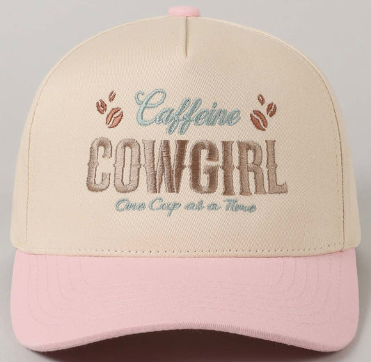 Caffeine Cowgirl Embroidered Cap