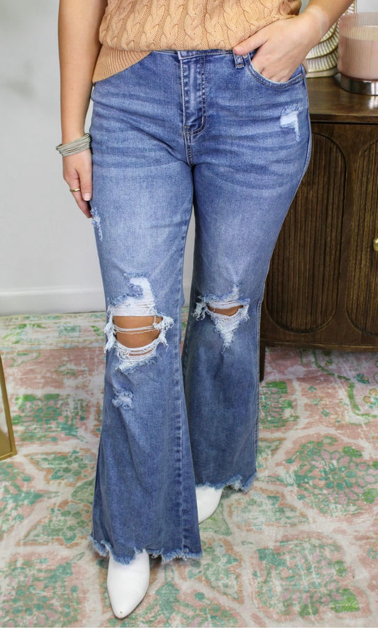 Distressed Flare Jeans