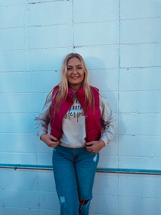 Pink Faux Leather Vest