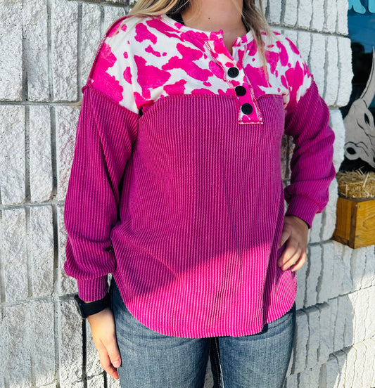 Cowgirl Barbie Waffle Knit Top