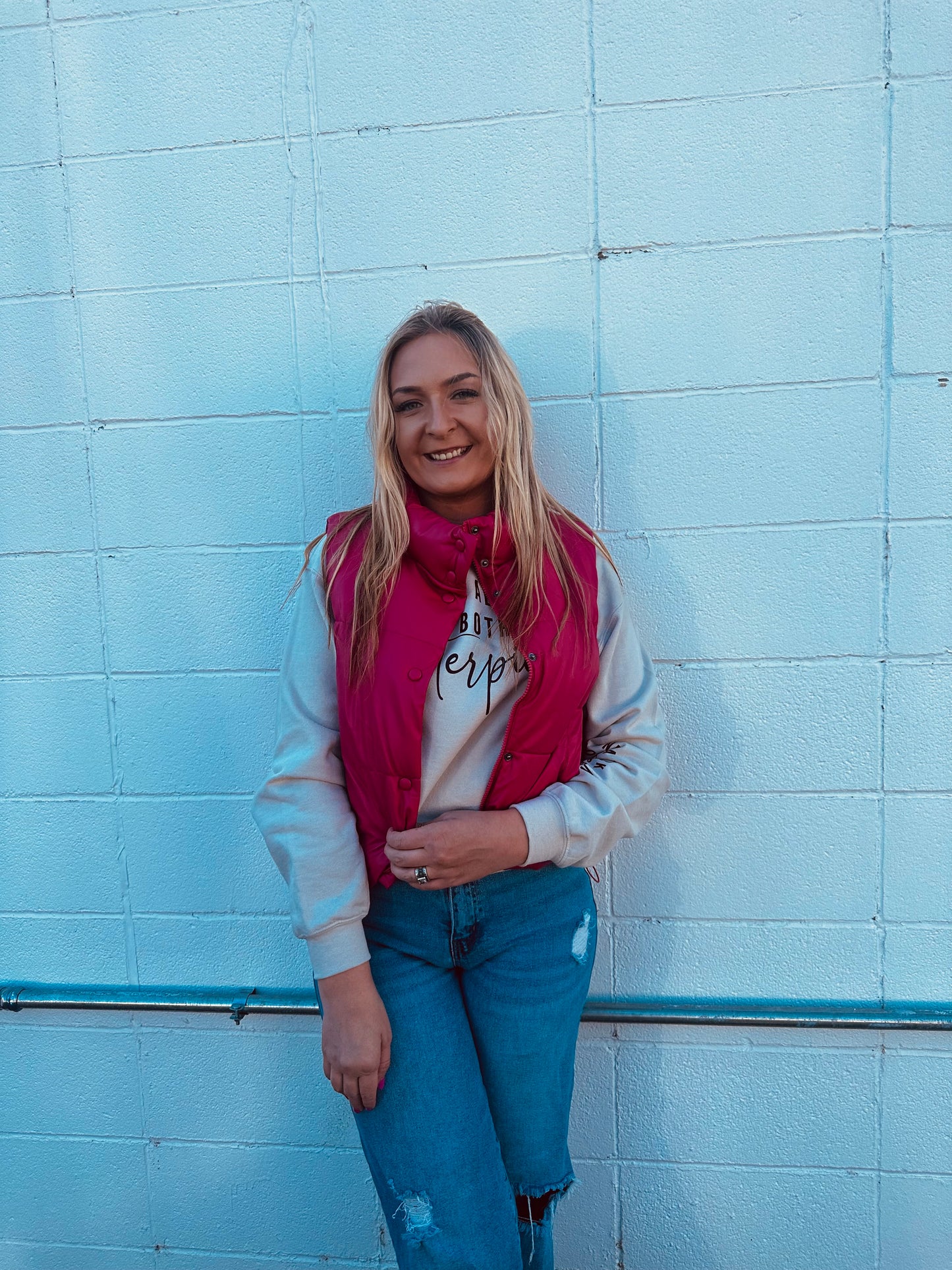 Pink Faux Leather Vest