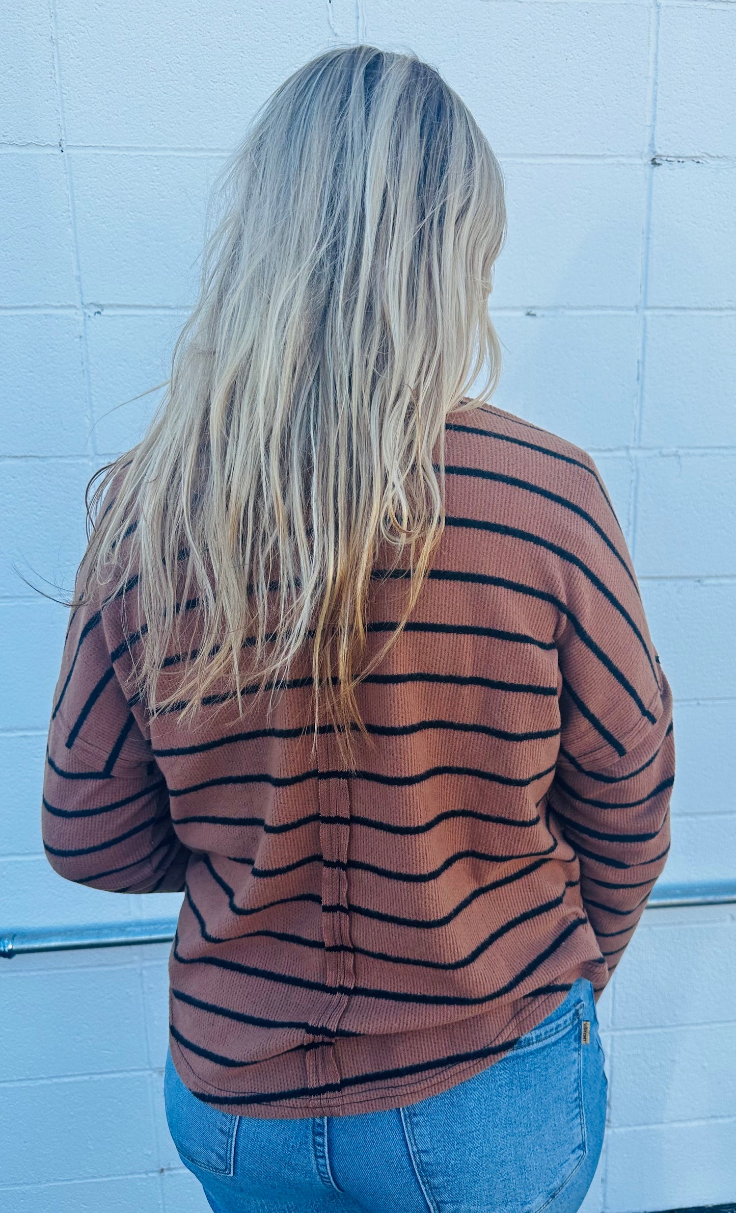 V Neck Stripped Top