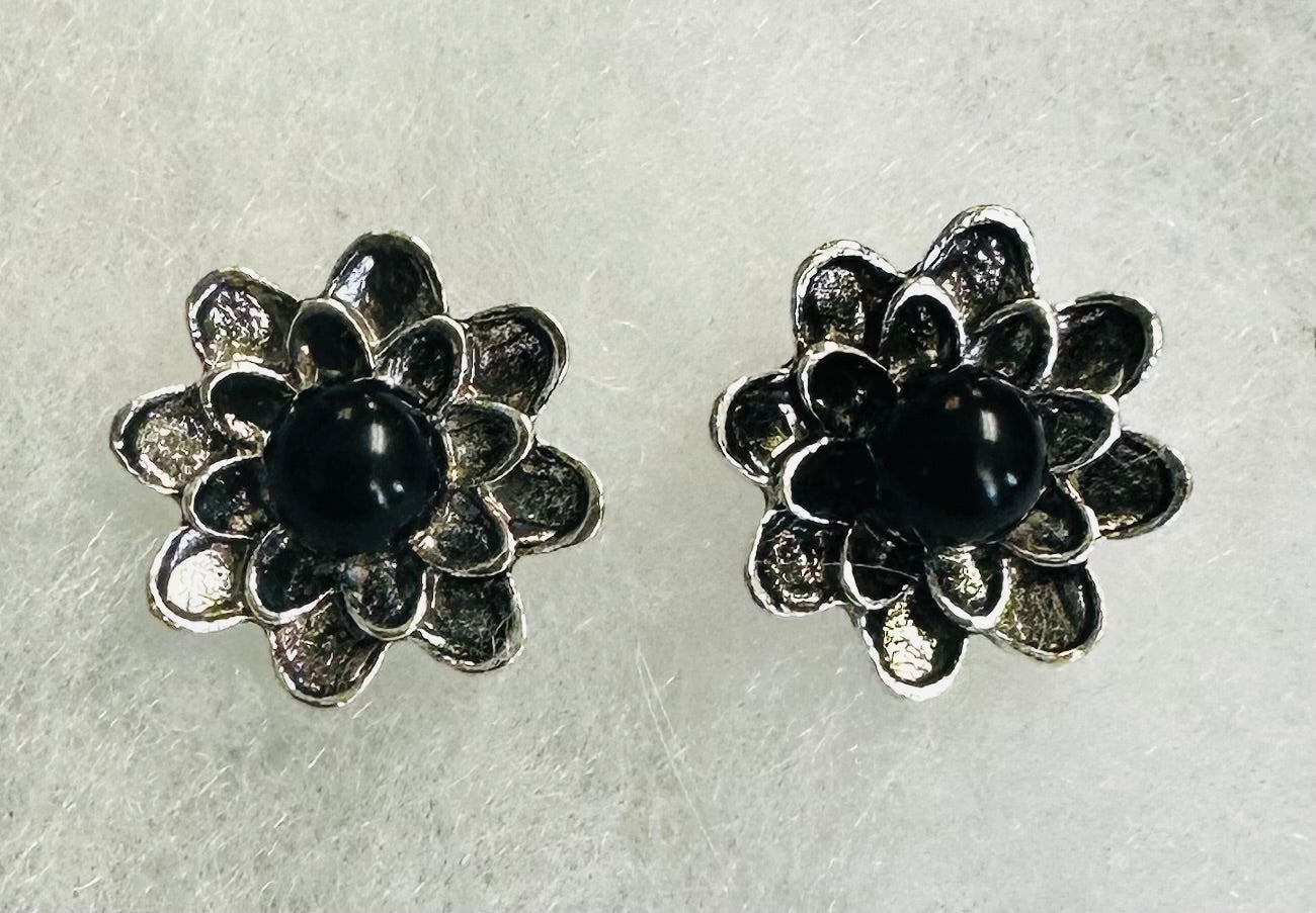 Black Flower Studs