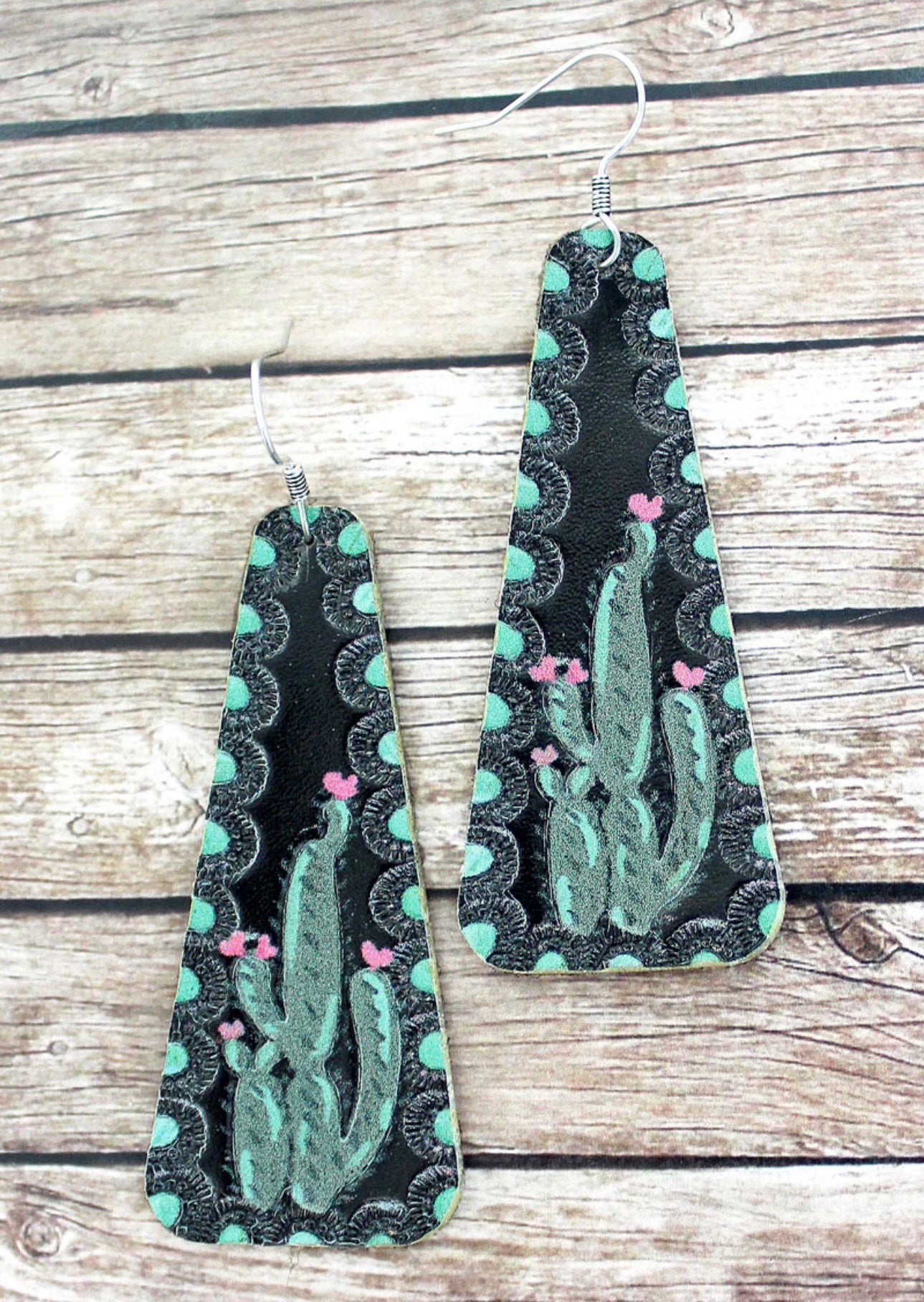 Cactus Leather Earrings