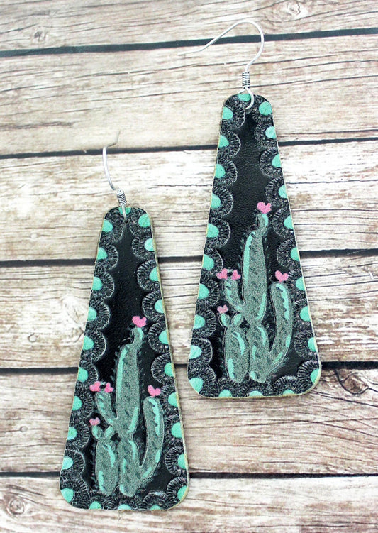 Cactus Leather Earrings