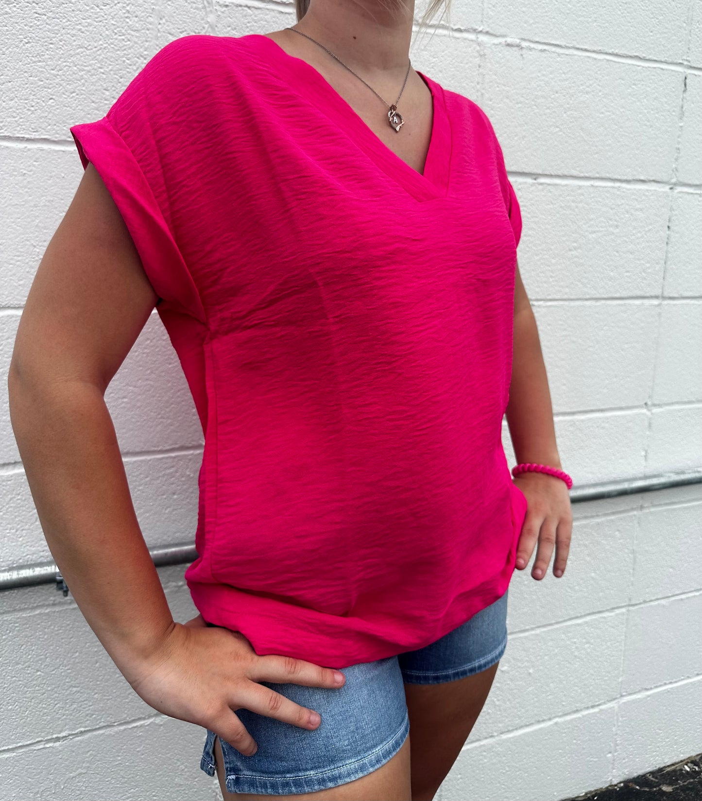 Hot Pink V Neck