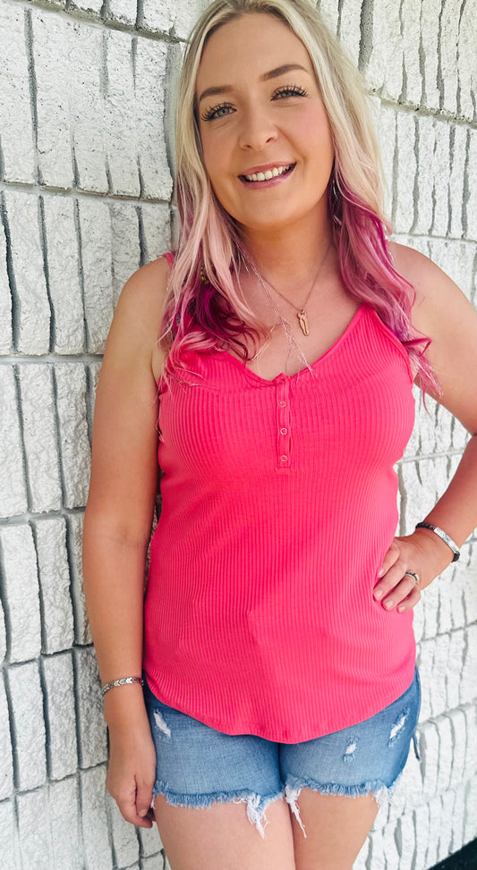 Pink Button Tank