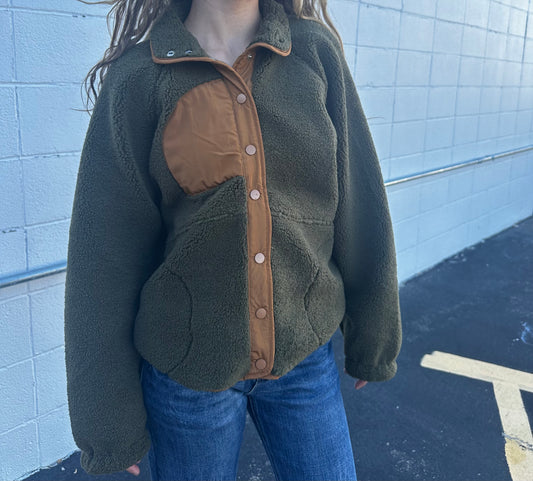 Olive Sherpa Jacket