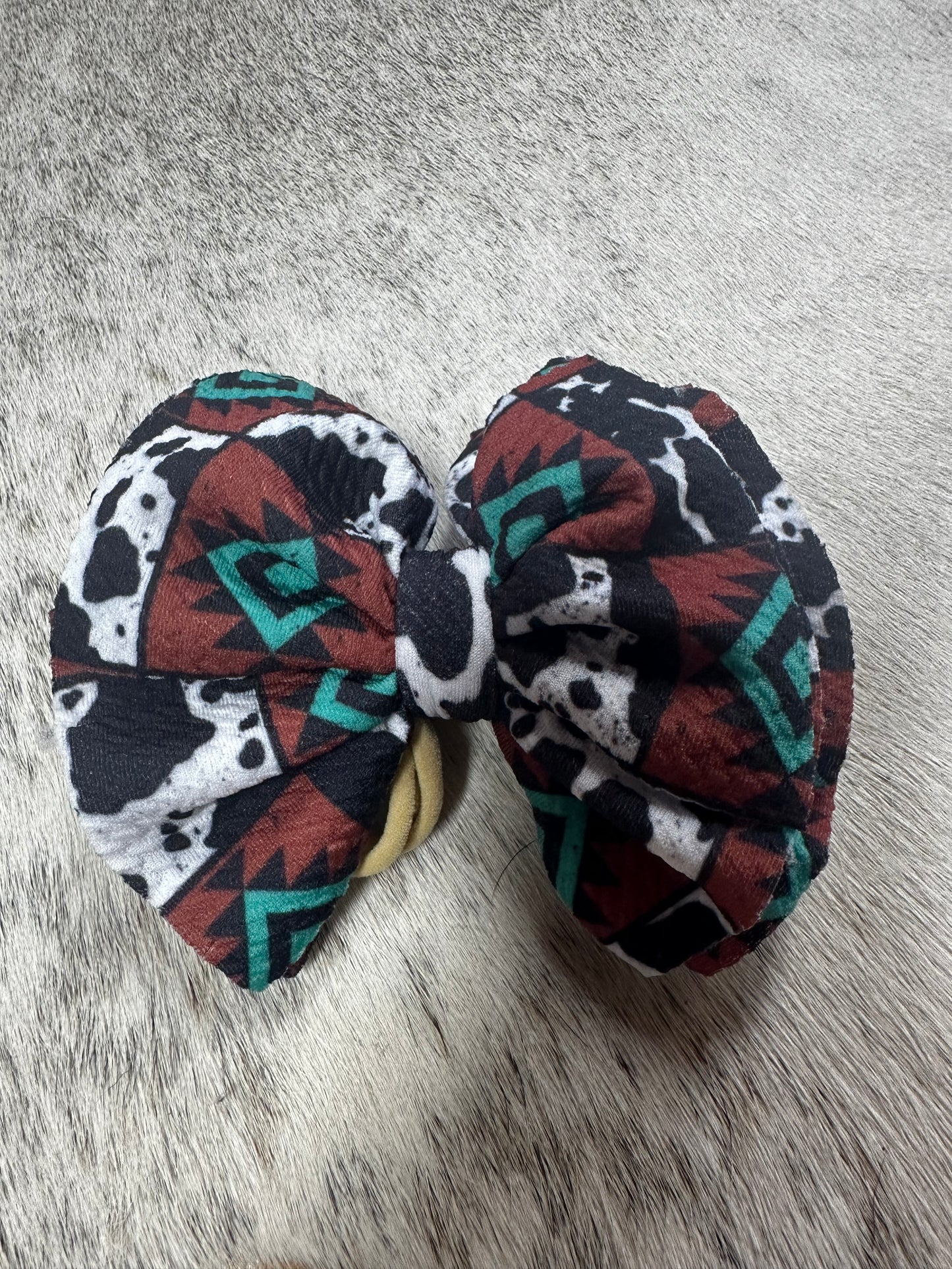 Turquoise Cow Print Bows