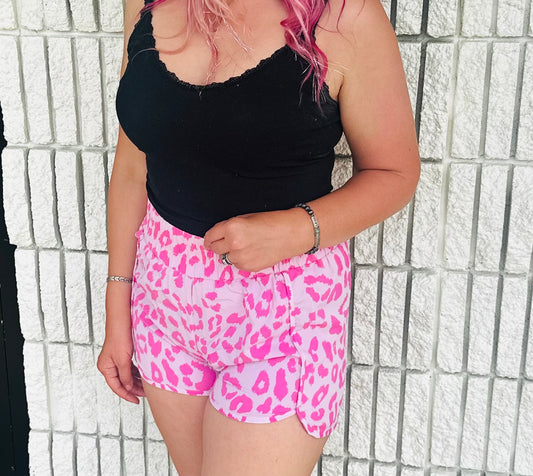 Pink Leopard Shorts