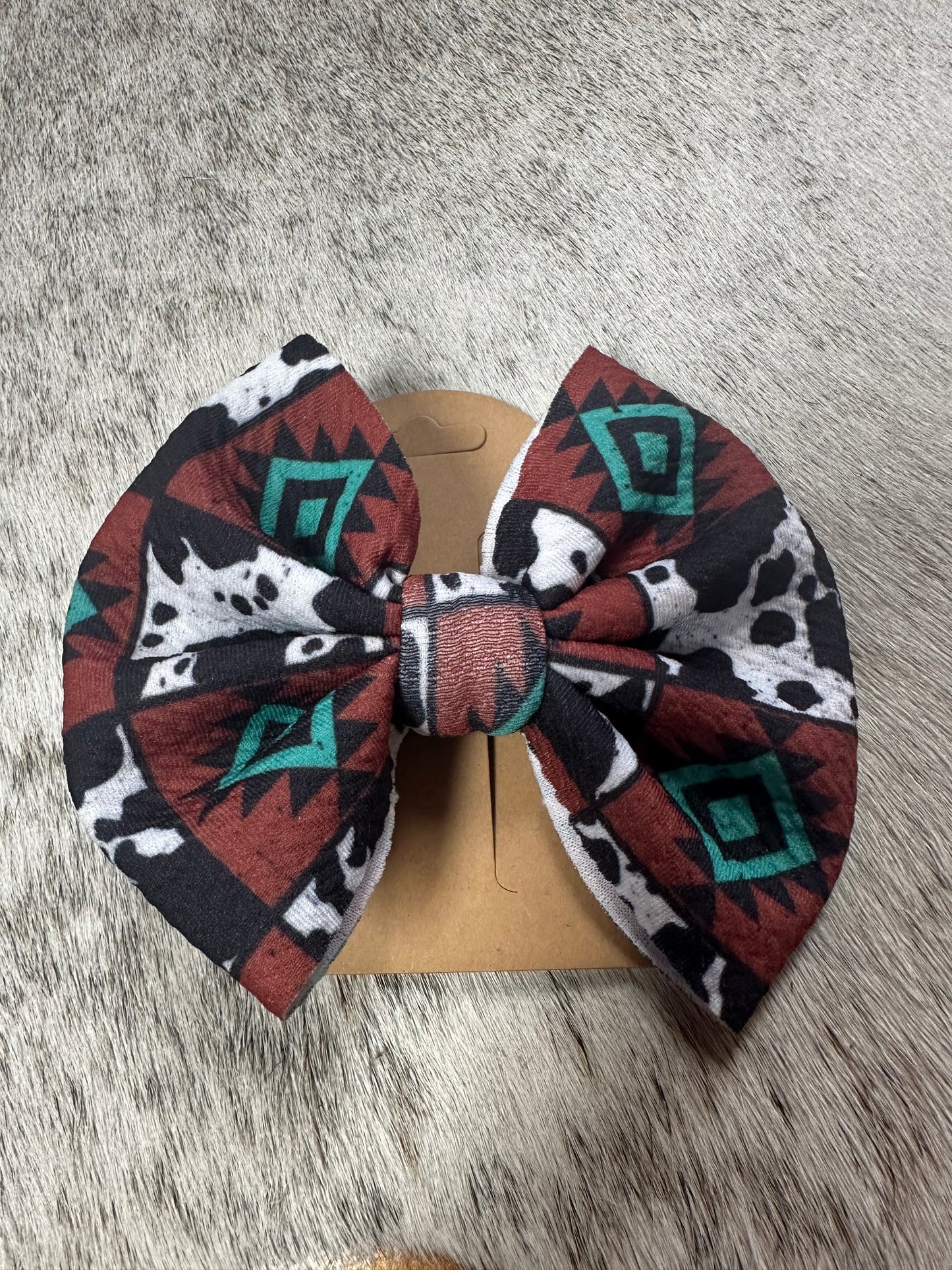 Turquoise Cow Print Bows