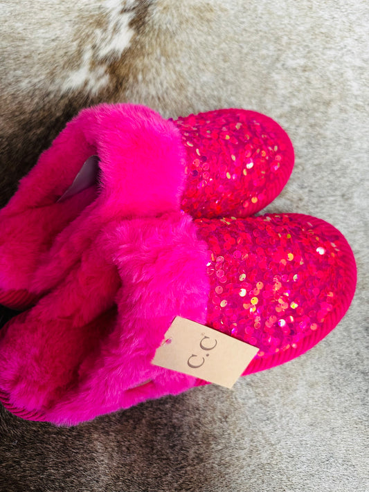 C.C. Pink Sequin Slippers