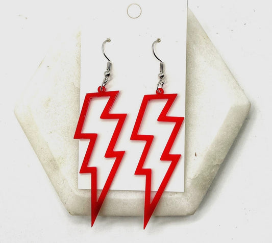 Red Lightning Bolt Earrings