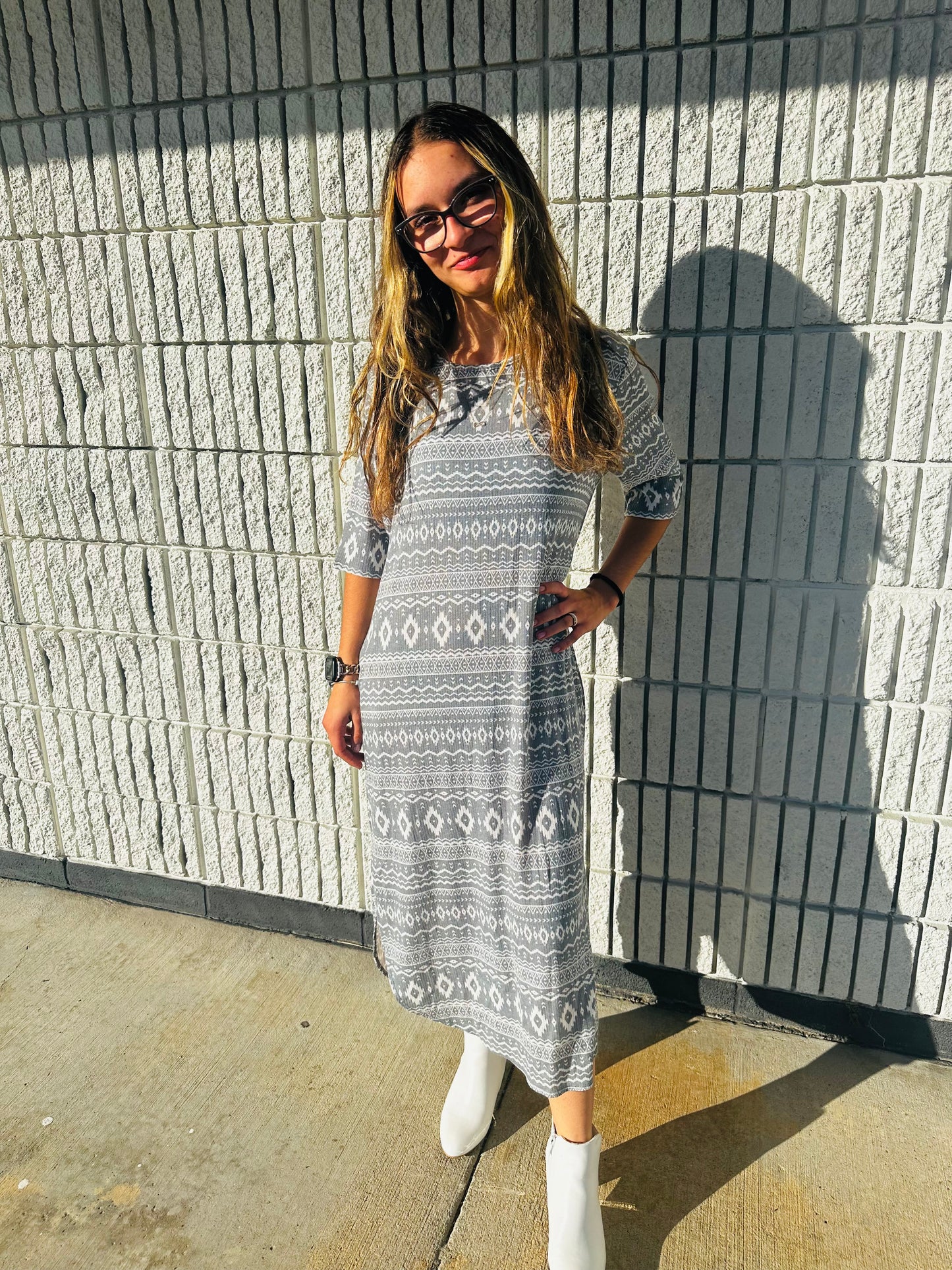 Grey Aztec Dress