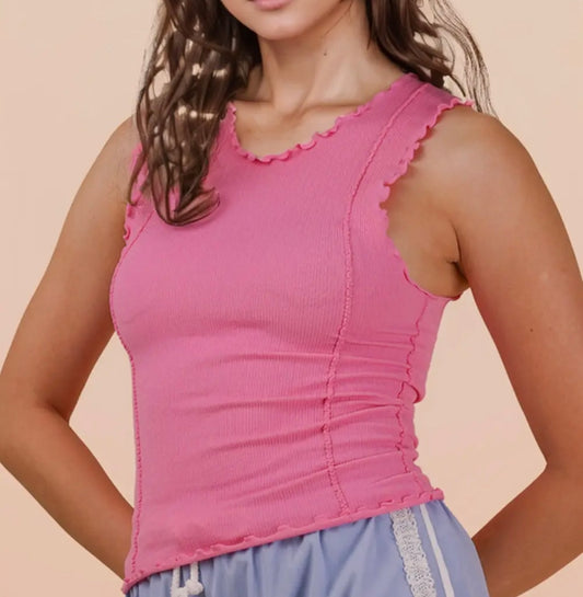 Pink Lettuce Hem Tank