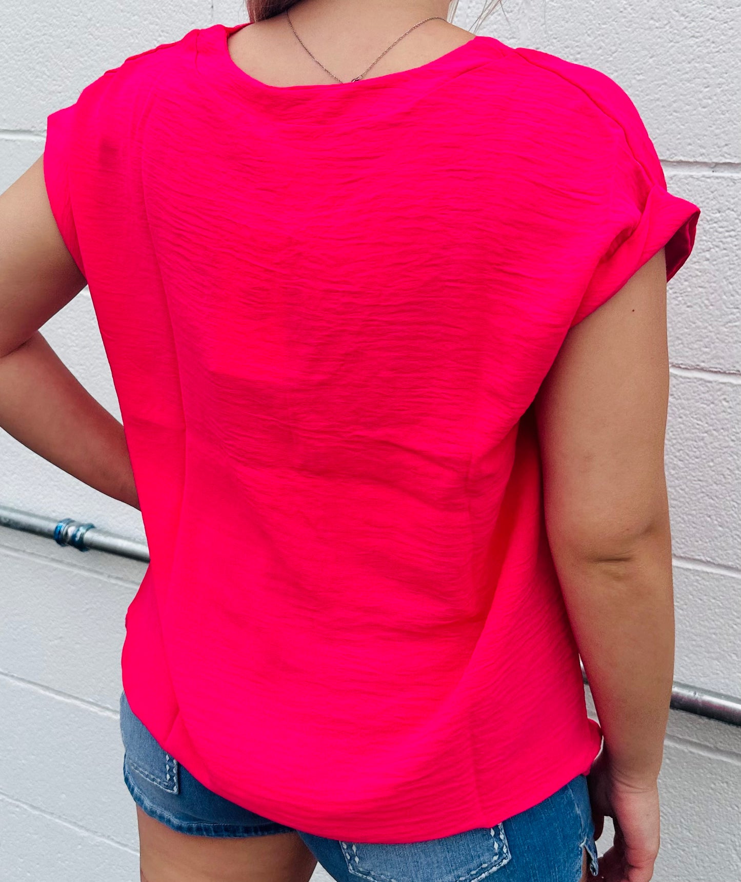 Hot Pink V Neck