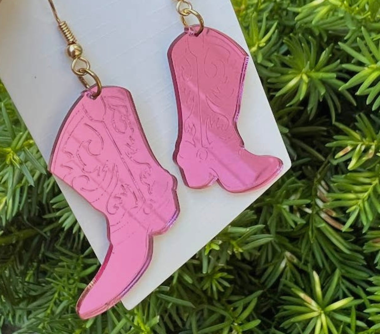 Pink Boot Earrings